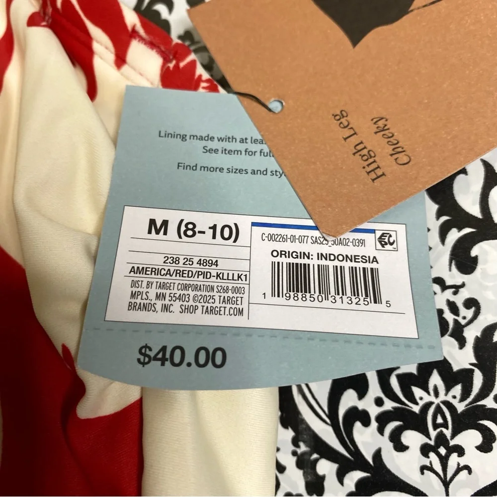 NWT Shade & Shore size M tropical bandeau floral one piece high cheeky swimsuit
